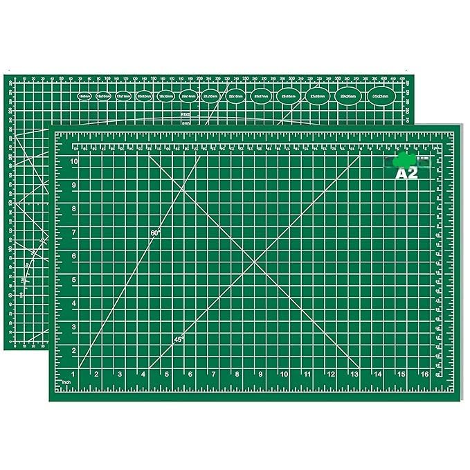 A2 Cutting Mat Self Healing Sewing Mat, 18" x 24" Rotary Cutting Mat 5-Layer Craft Board for Sewing, Quilting, and Scrapbooking Crafts Hobby Project Leather (Green)