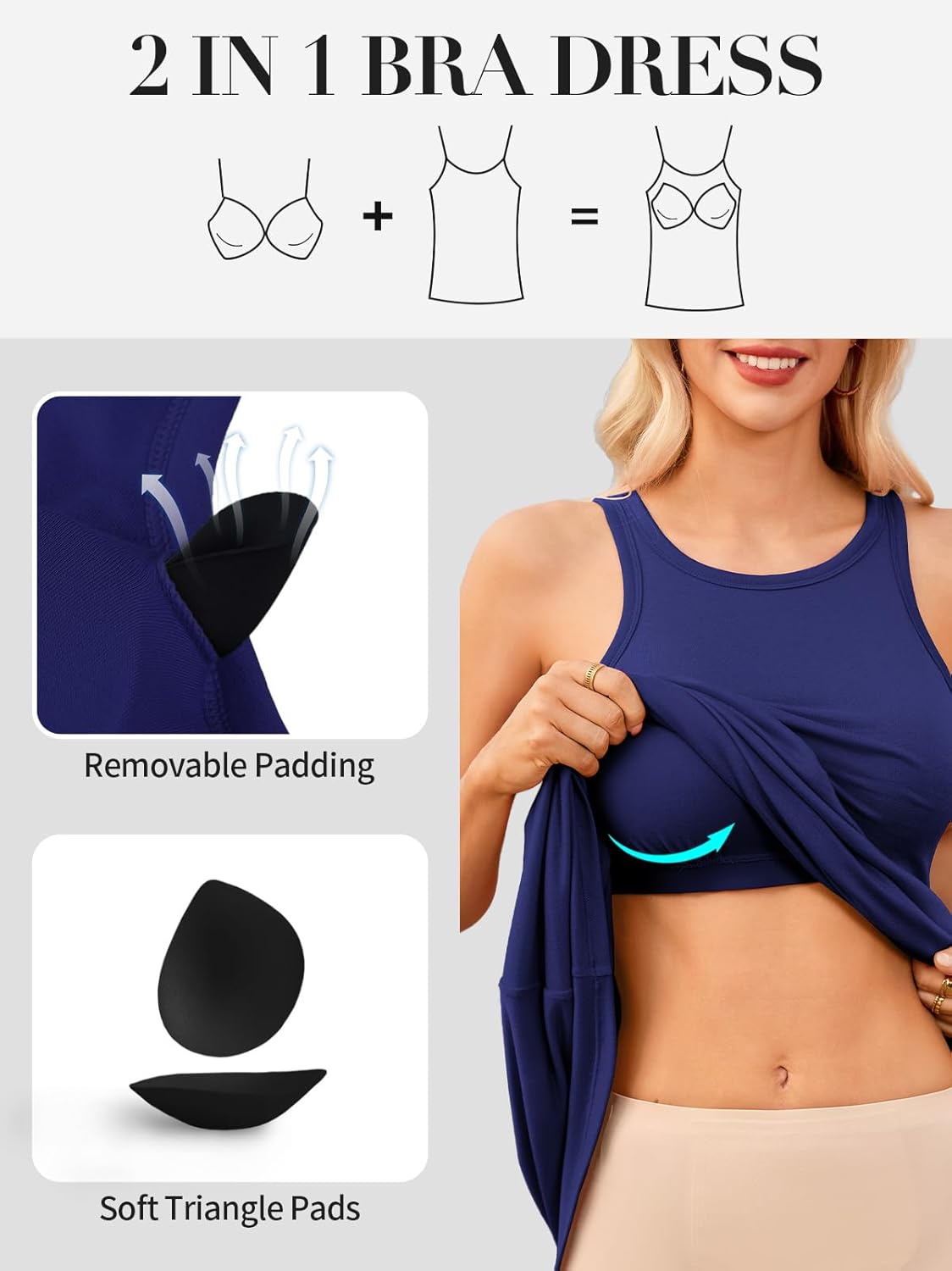 V FOR CITY Womens Summer Dresses with Built in Bra 2026 High Neck Beach Dress with Pockets Casual Flare Sun Dresses - Image 4