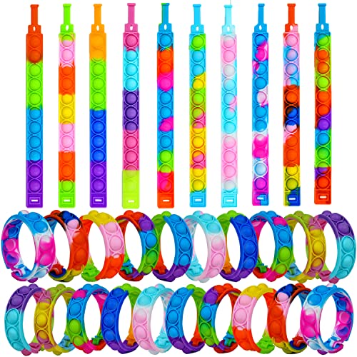 Ziburlit Pop Bracelet, Fidget Popper Bracelet Bag Wearable Silicone pop Watch to Help Children and Adults with Autism and ADHD, Washable Bubble Bracelet as a Good Anti-Anxiety Gift, (30PCS)