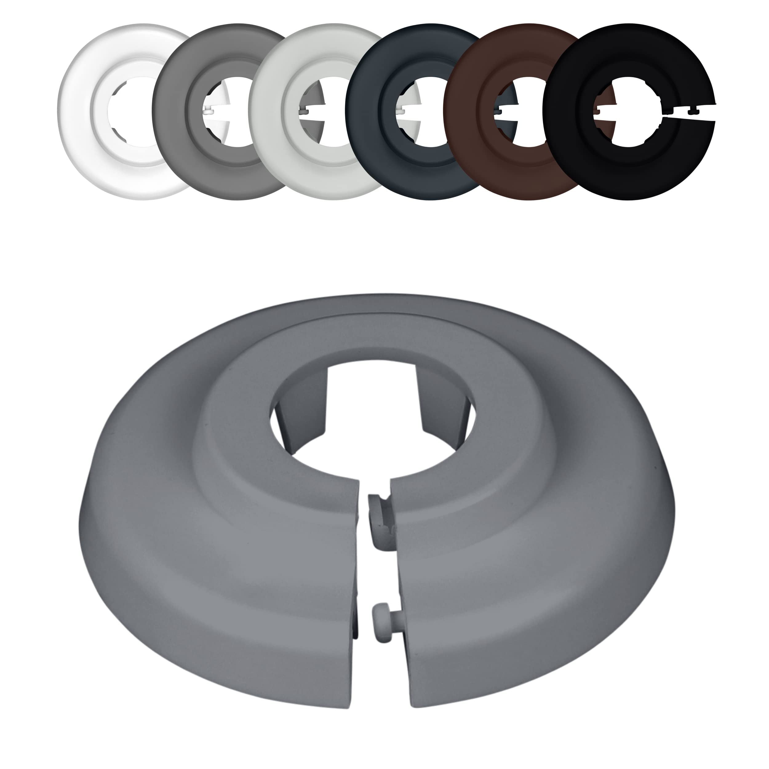 FUX 2 Radiator Pipe Covers Single Collars 22mm Window Grey - Heater Covers - Floor Rings, Window Grey (Ral 7040)