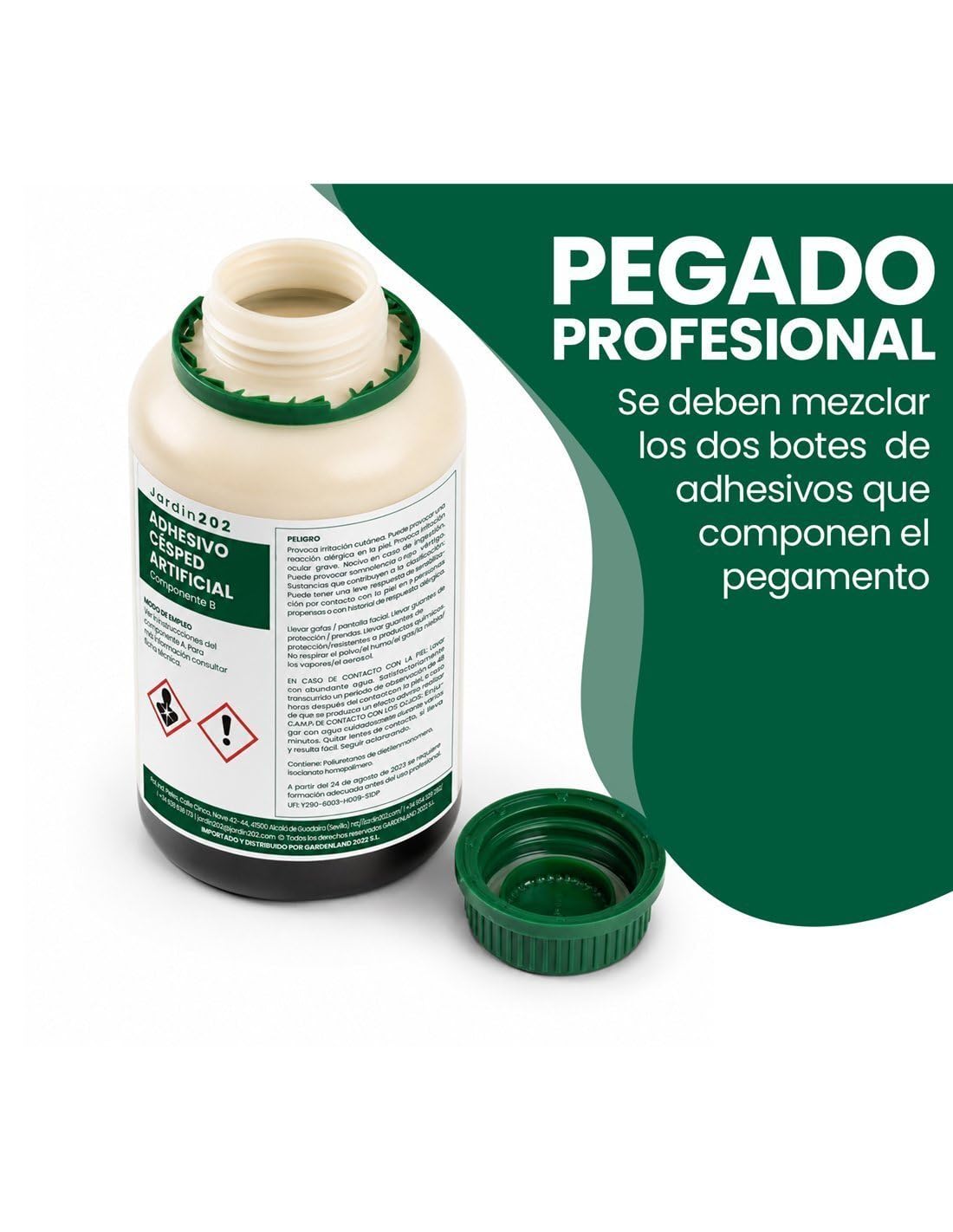 JARDIN202 - Adhesivo para Césped Artificial y Caucho | Alta Fijación Bicomponente | 5.5Kg y 11Kg | Pegamento Exterior e Interior | 11 Kg