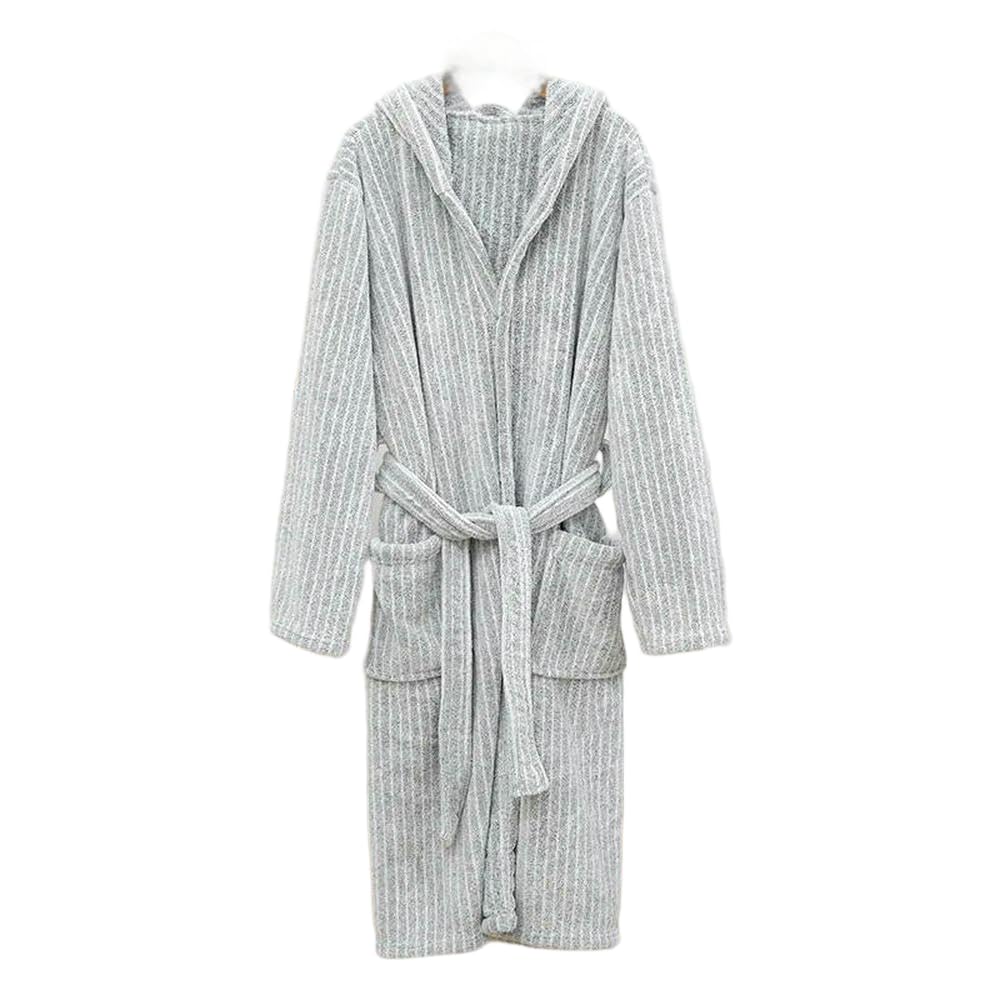 Peignoir à capuche unisexe à rayures peignoir de bain nuit confortable - 8