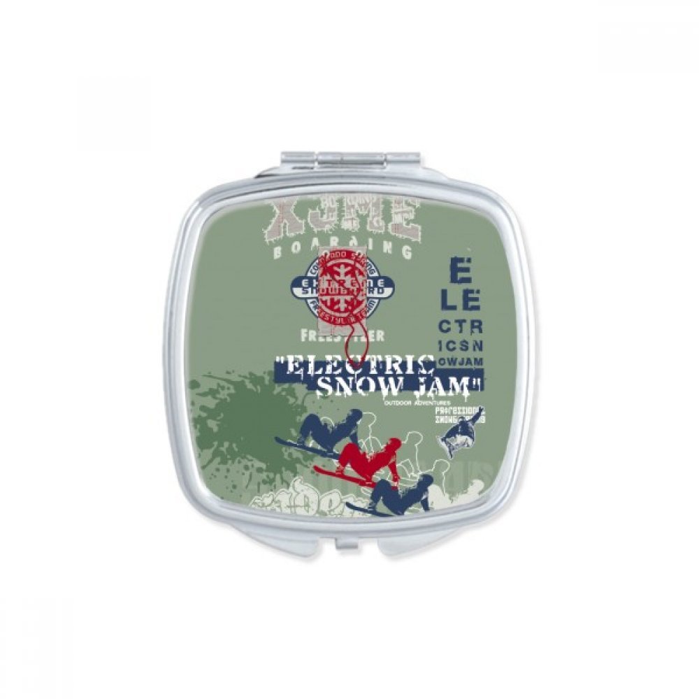 Miroir compact ski illustration double face grossissante miroir de poche