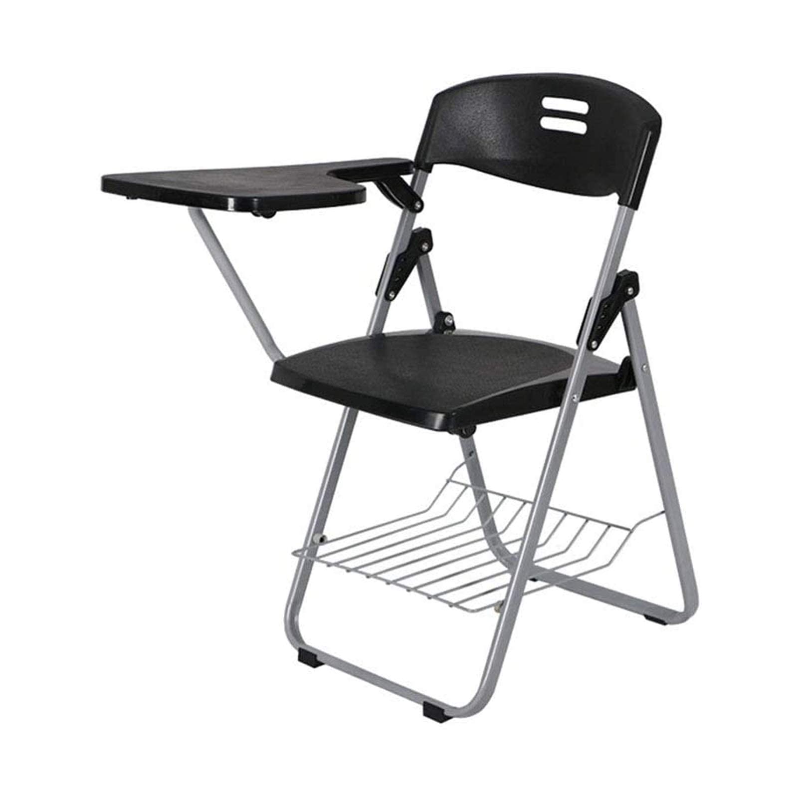 事務机・学習机 4 foldable desks and 4 foldable chairs Folding Office Chair: White Stackable Training Seat with