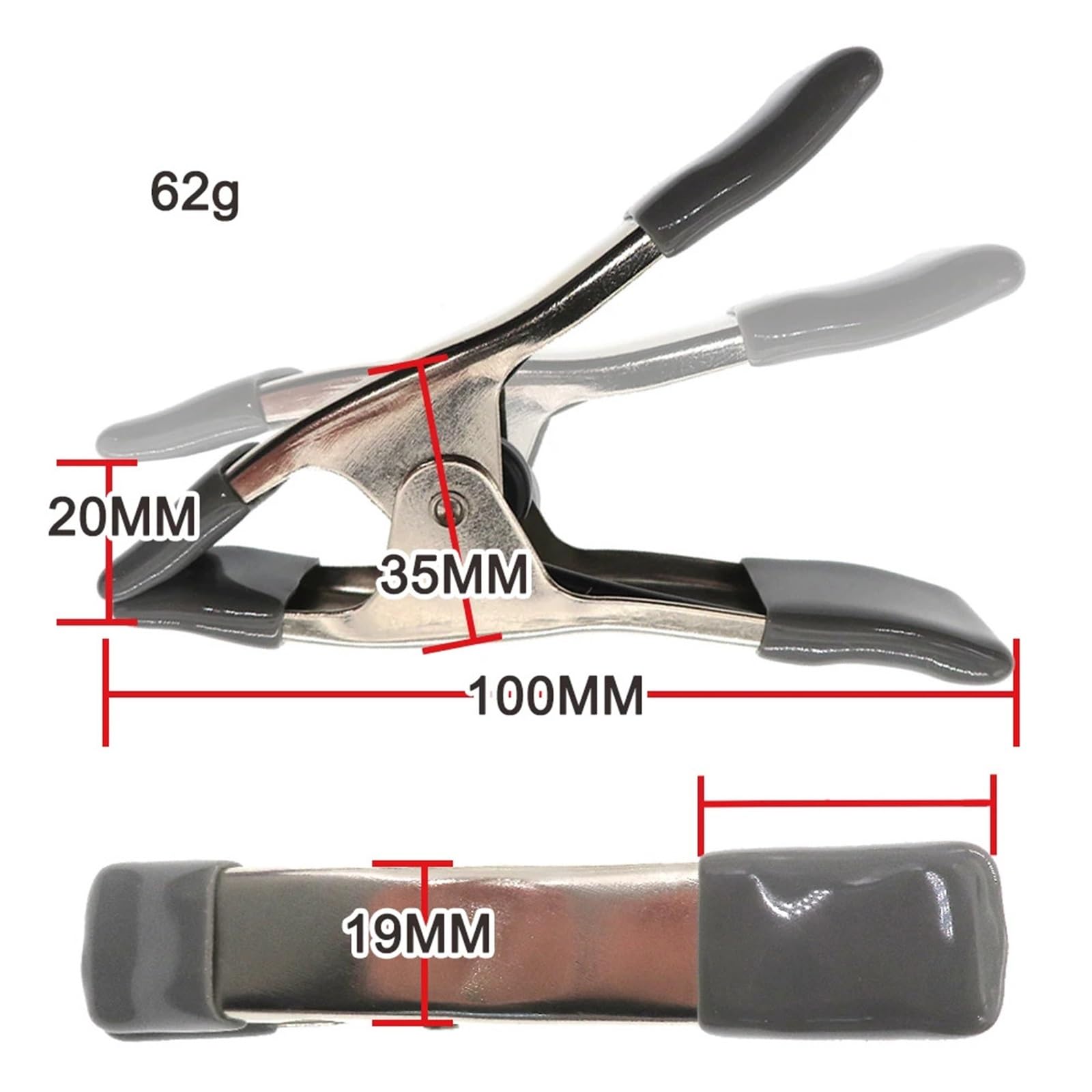 Lot de 5 pinces à ressort en acier de 10,2 cm pour ouverture de mâchoire - Grande pince robuste pour le travail du bois