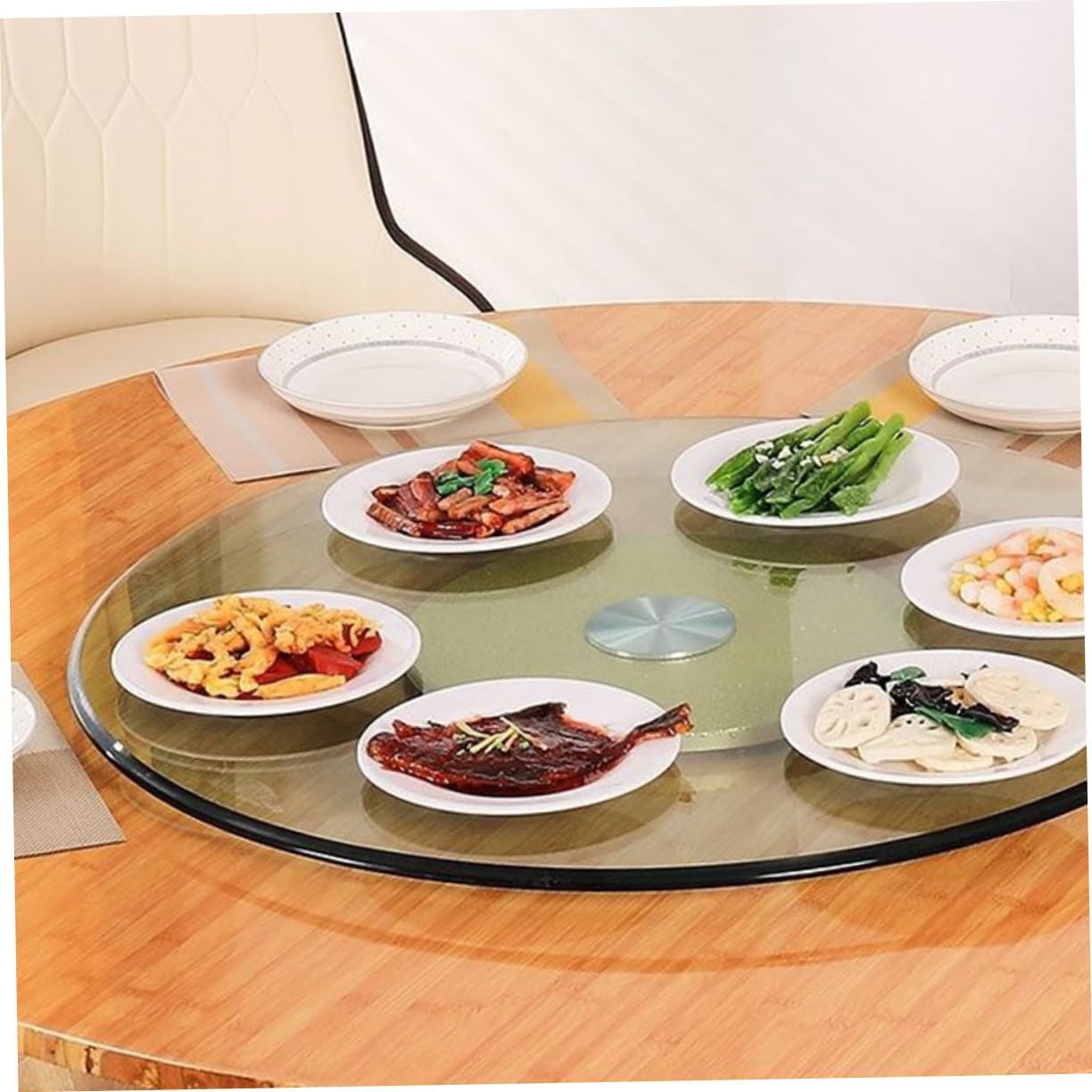 Tempered Glass Table Top Thickened Round Dining Table Transparent Glass Top Shatterproof and Easy to Clean