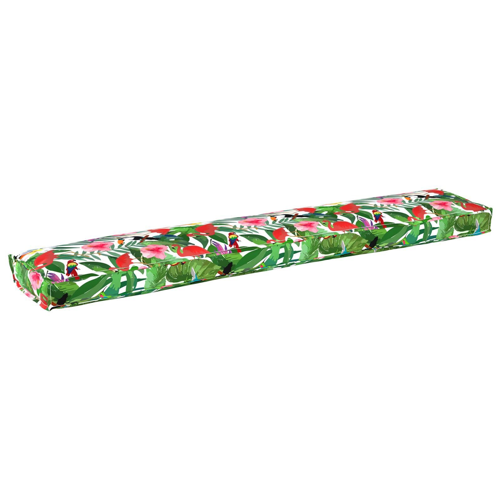 Tropikalna poduszka na ławkę w dżungli 200 x 40 x 8 cm tkanina Oxford ze zdejmowaną poszewką i kwiatowym wzorem do użytku na zewnątrz i wewnątrz, trwały materiał poliestrowy
