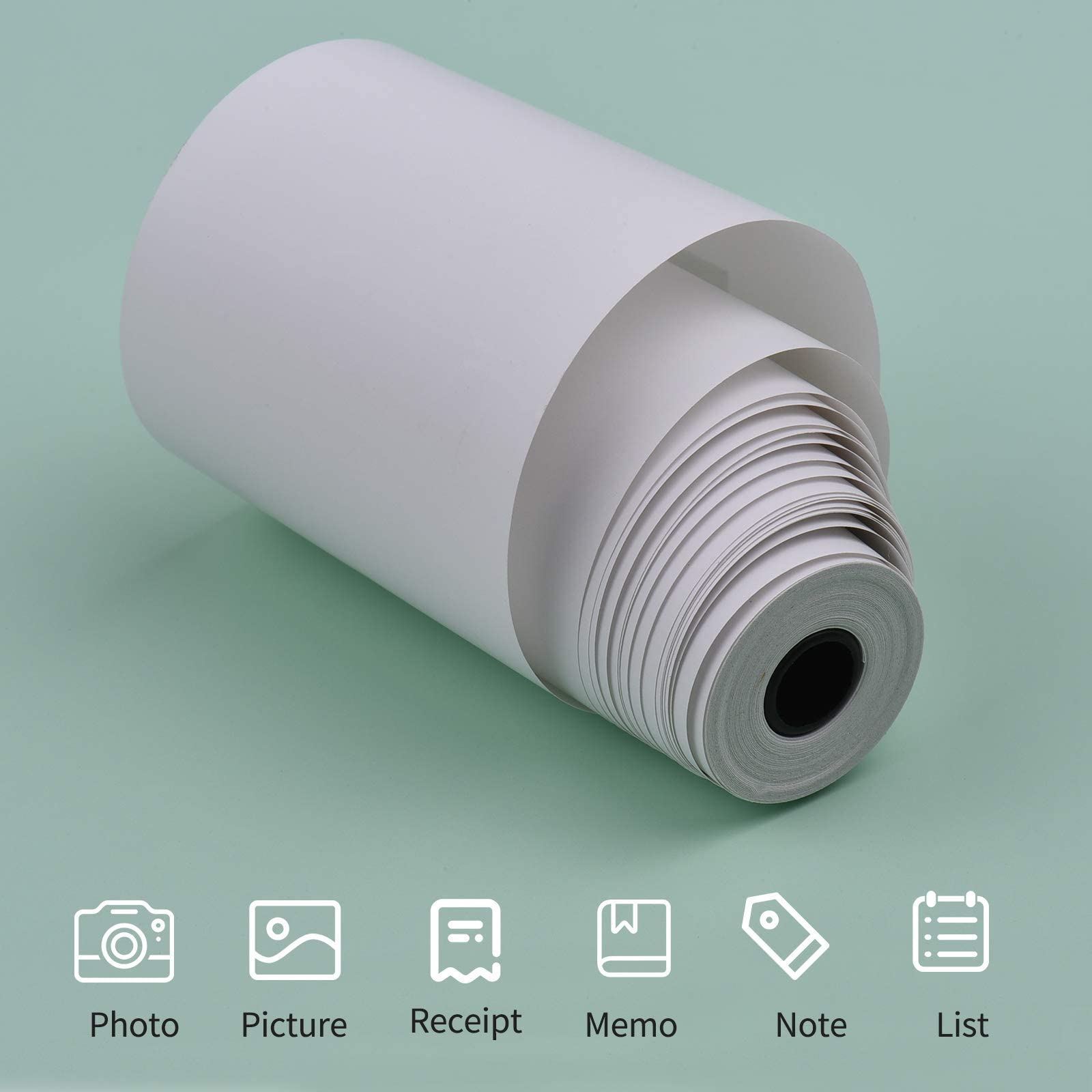 12 rolek papieru termicznego 57 x 30 mm, idealnie nadaje się do PeriPage PAPERANG P1/P1S/P2/P2S mini drukarka do telefonów komórkowych, drukarka fotograficzna BT, drukarka termiczna z etykietami