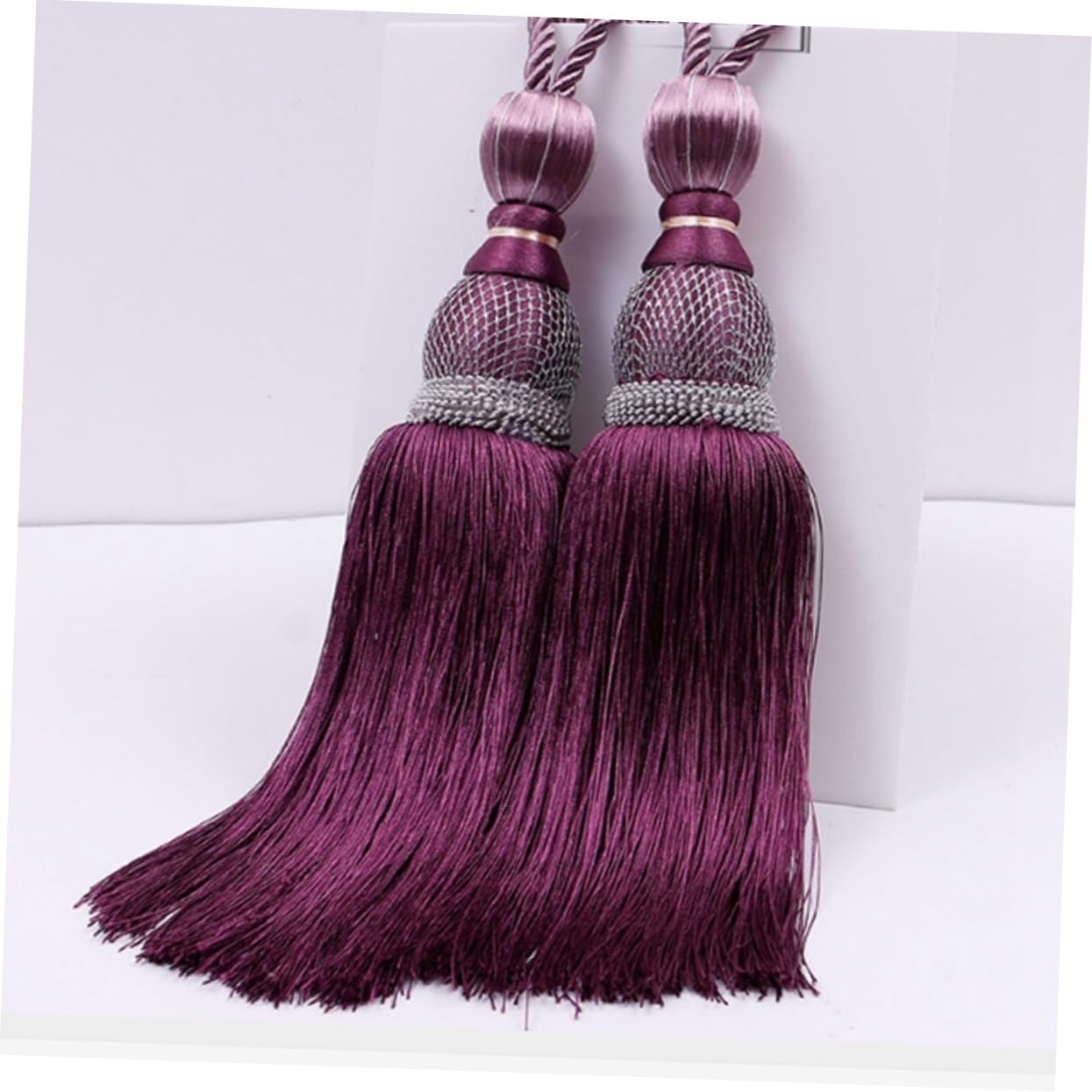 Embrasses de Rideaux, Supports de Rideaux, Lot de 2, Pompons de Rideaux, Cordons de Fixation pour Rideaux, Sangles de Pompons, Accessoires pour Rideaux, Sangles de Rideaux (comme illustré)