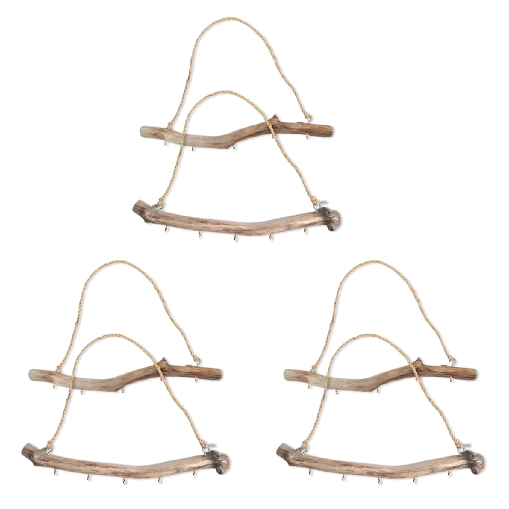 Vjsujehgy 6Pcs Natural Driftwood Decorative Branches Farmhouse Home Wall Hanging Decor Hanging Jewelry Organizers with 5 Hooks