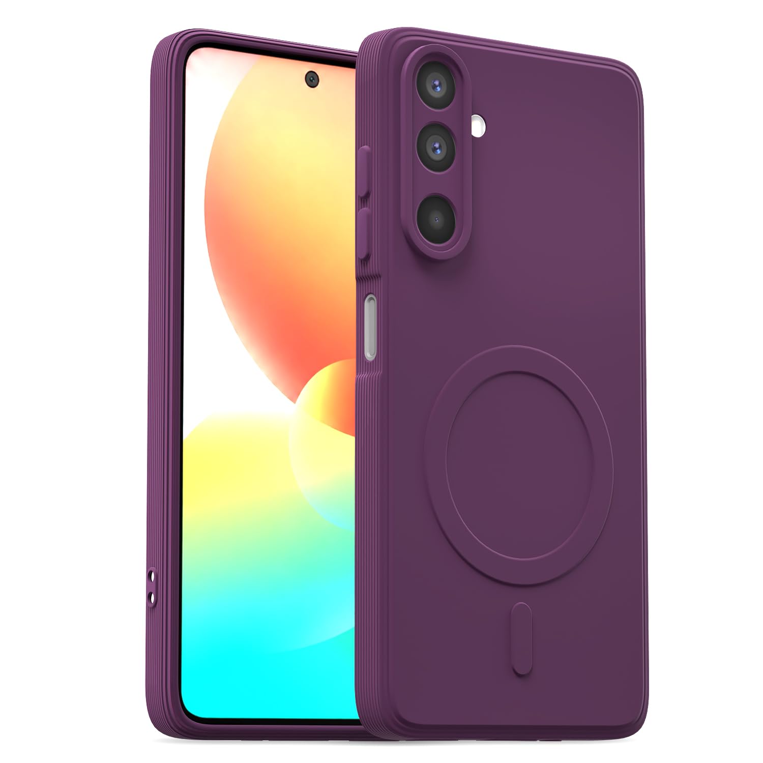 outlouders back cover for samsung galaxy m47 5g | soft matte silicone | slim fit | magnetic-safe logo design (magnetic-safe not compatible) | shockproof | camera protection bumper case (purple)