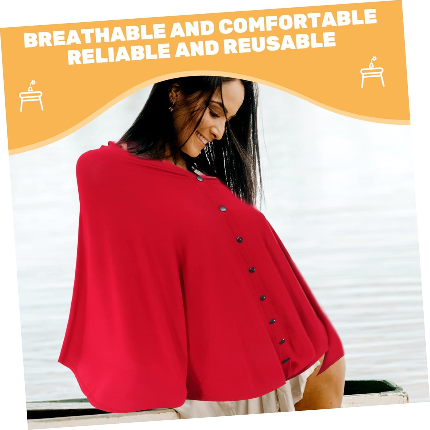 SECFOU Cotton Nursing Cover with Buttons for Breastfeeding Moms Breathable Nursing Poncho Shawl for Privacy and Full Body Coverage Lightweight Feeding Scarf for Indoor and Outdoor Use