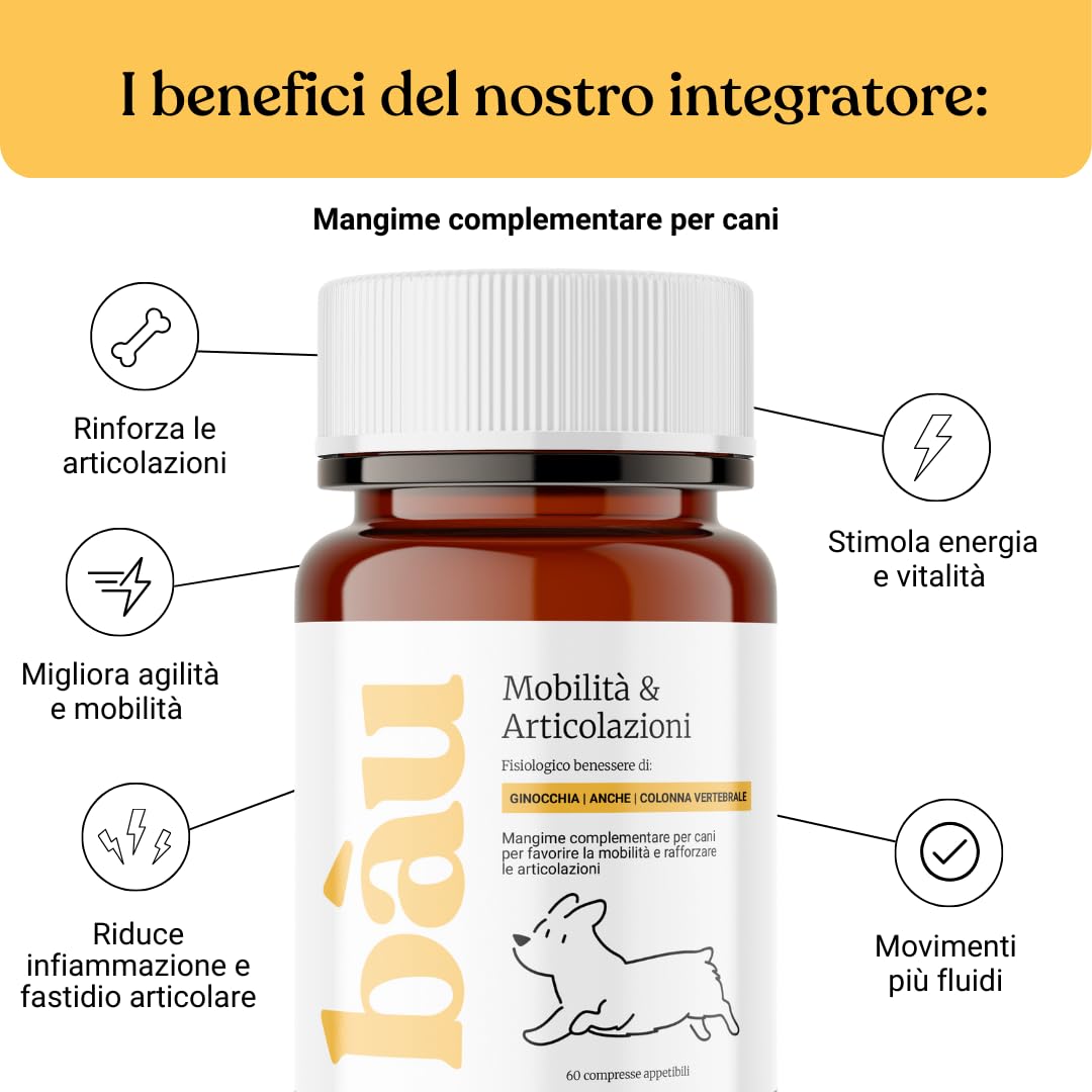 Bau Integratore Articolare per Cani Anziani: una soluzione pensata per il benessere del tuo amico fedele.