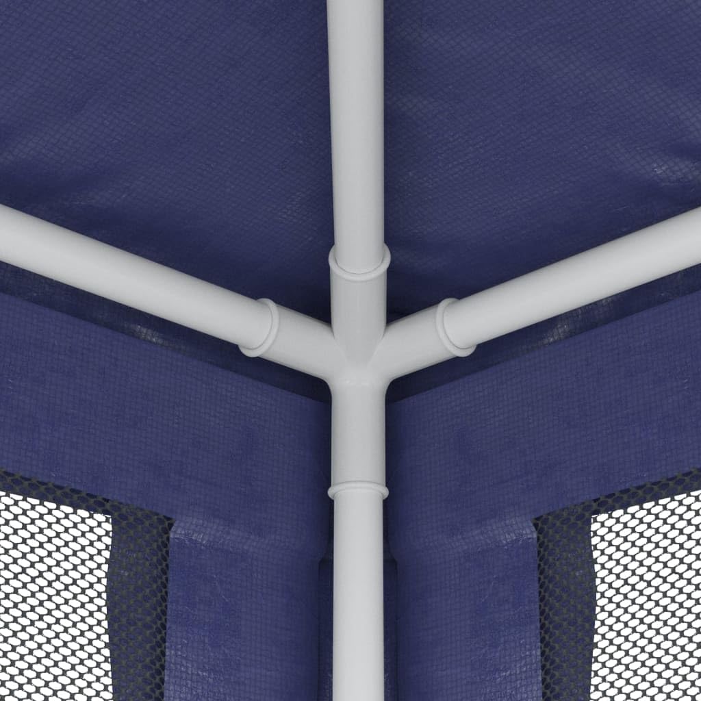 Gazebo per feste, 3 x 6 m, con 6 pareti laterali in rete, blu, in polietilene ad alta densità, impermeabile – robusto telaio in ferro, per eventi all'aperto, con protezione solare e ventilazione