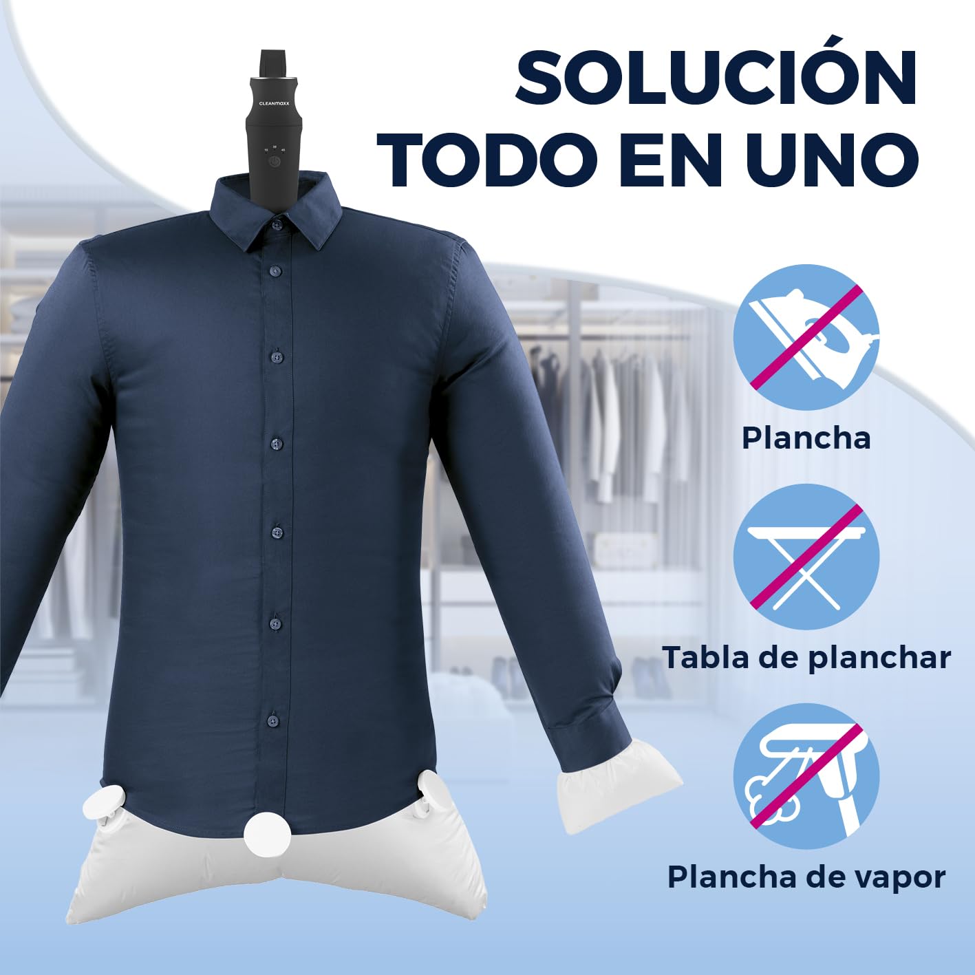 CLEANmaxx Planchado automático de camisas PRO | Sostituisce il ferro da stiro, l'asse da stiro e la vaporiera | Apparecchio per la stiratura di camicie, camicette e T-shirt | Innovativo ed efficiente