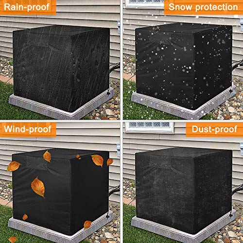 Air Conditioner Cover - Heavy Duty Outdoor AC Unit Cover Durable and Water Resistant for Winter Rain Snow Wind Dust Protection - Thumbnail 3