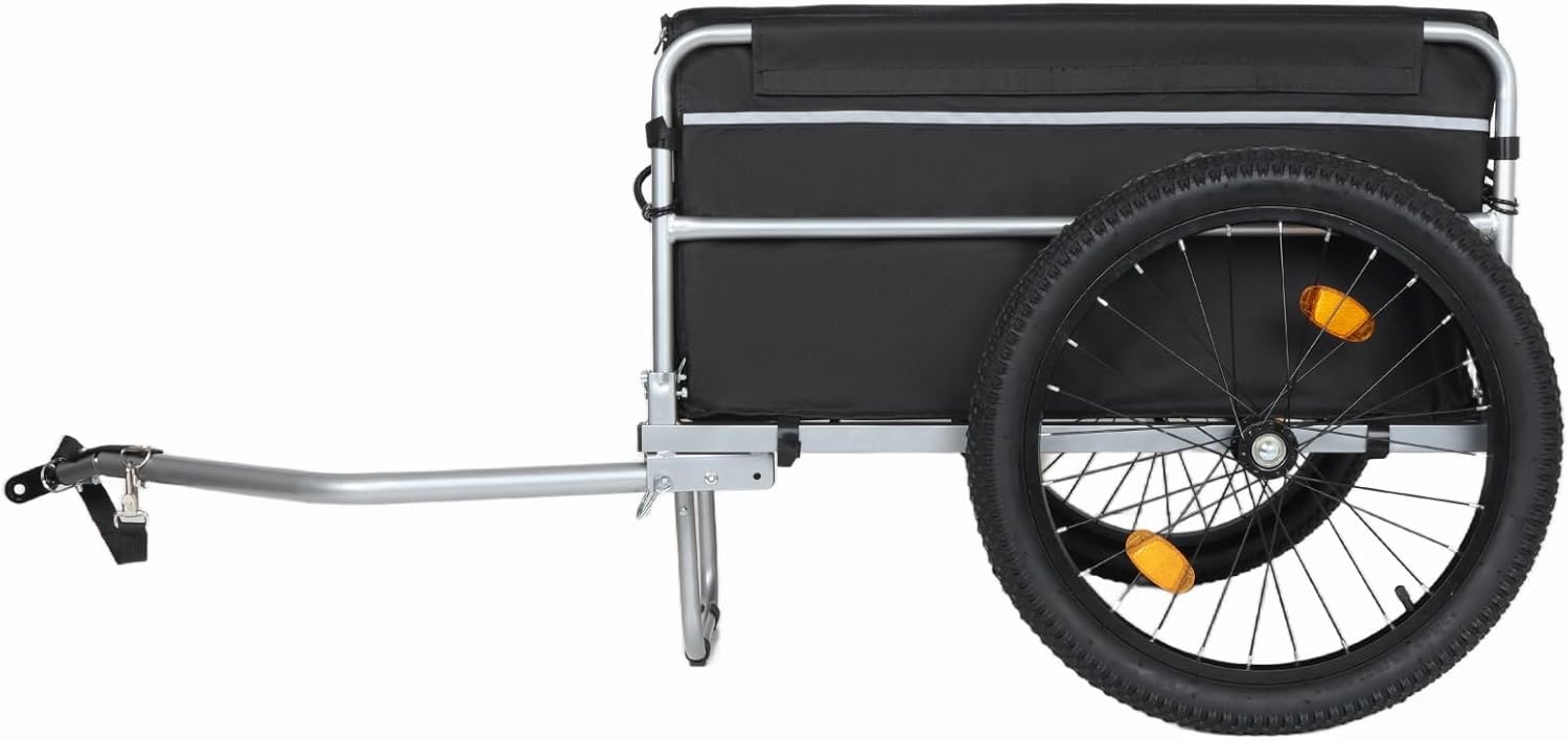 Bike Cargo Trailer, 110lbs Load Capacity, Heavy-Duty Bicycle Wagon Cart, Foldable Compact Storage, Universal Safe Hitch System,