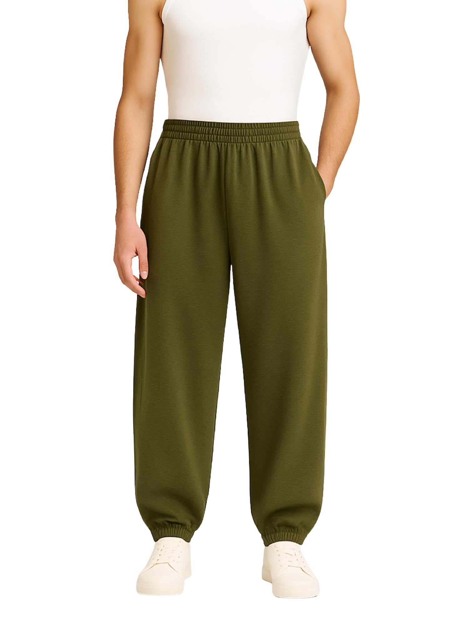 Rangriti Men Cotton Jogger Track Pants | Lightweight Activewear Lower for Men | Elastic Waist Casual Lower for Gym, Travel in neutral