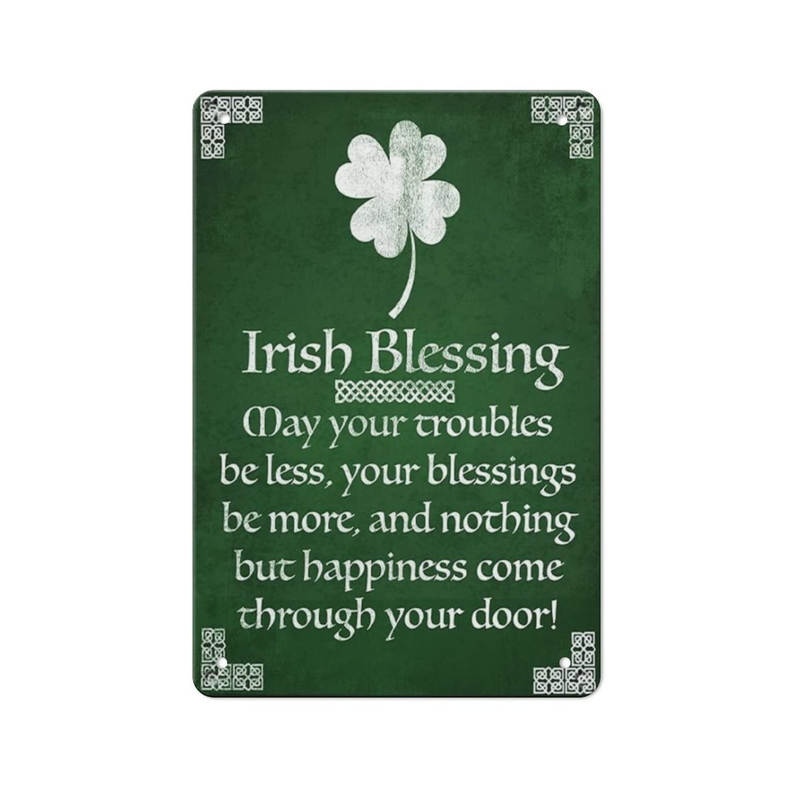 AOOEDM Irish Blessing Green Clover Tin Metal Sign Wall Decor Funny Inspirational Quote Wall Art Sign Vintage Tin Signs For Home Coffee Bar Man Cave Sign Pub Poster