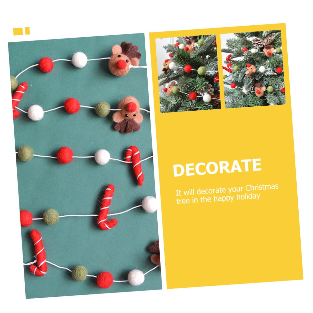 Cabilock 5 Saiten Weihnachtskugel-spieße Aus Filz Hängend Filz Weihnachtsbaum Für Kinderwand Dekoration Party Girlande Weihnachten Ornament Weihnachtsschmuck Gefühlt Christbaumschmuck Wolle