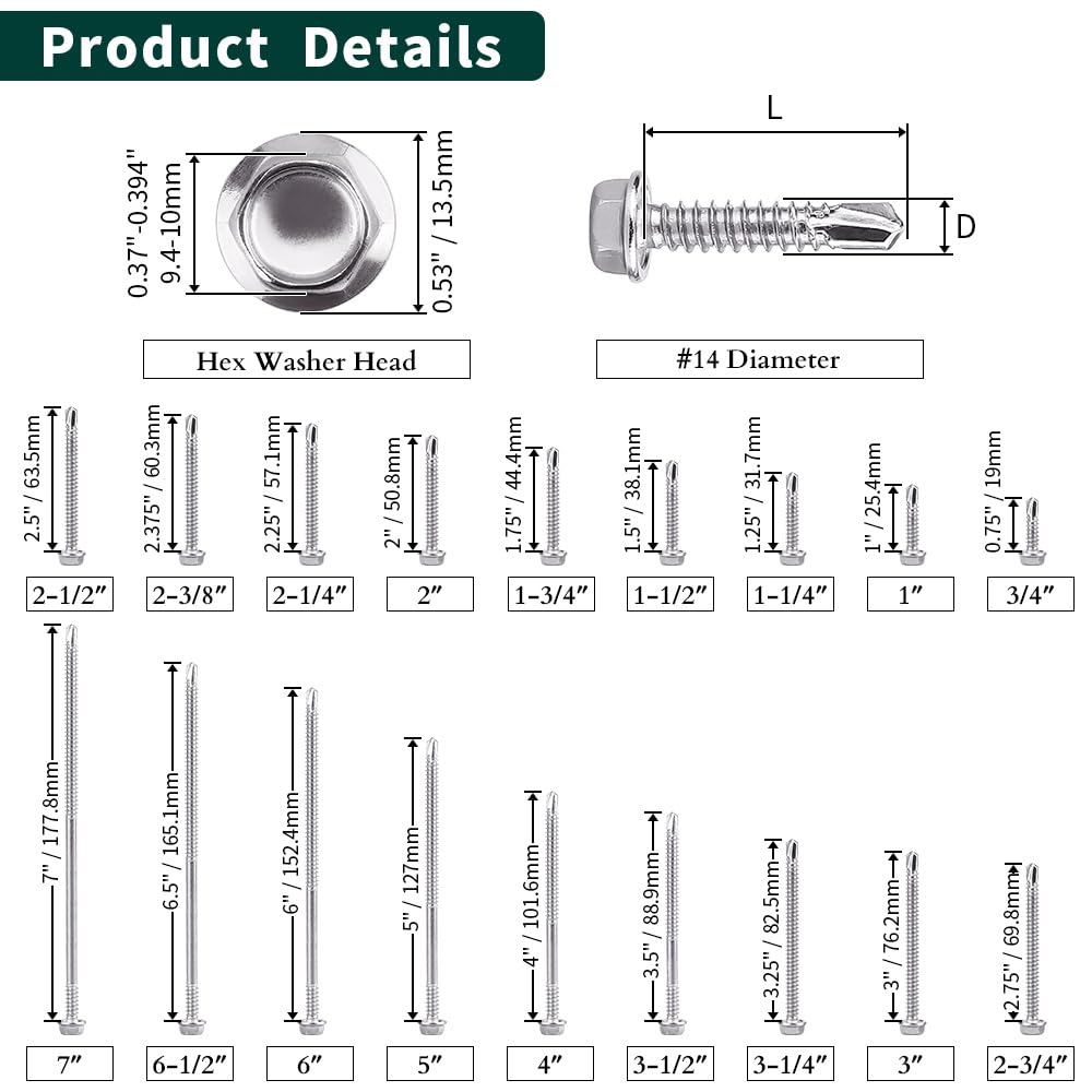 410 Stainless Steel Self-Drilling Screws - 50 Pack -6