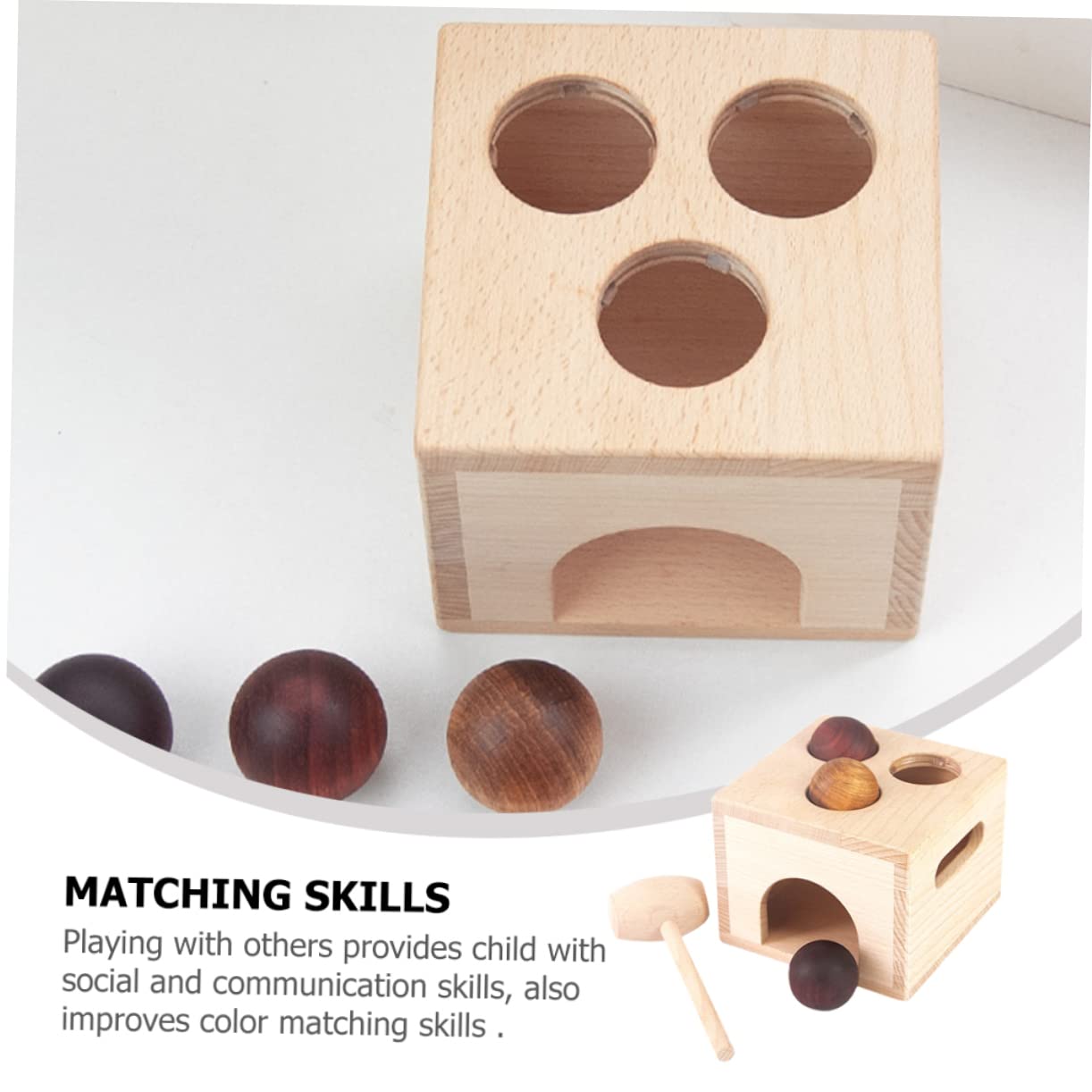 Hemobllo Giocattolo Educativo Knock Balls in Legno Liscio per Bambini 1-3 Anni, Set per Sviluppo Coordinazione Occhio-Mano e Abilità Sociali, Gioco Didattico Montessori per Casa