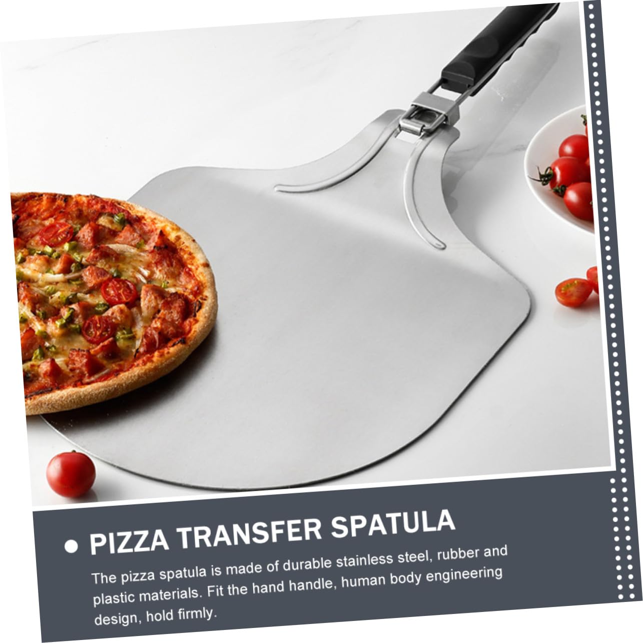 Cabilock Faltbare Pizzaschaufel und Ovaler Form aus Edelstahl 12 Zoll mit Ergonomischem Griff Robustes Backzubehör für Küche und Restaurantgebrauch