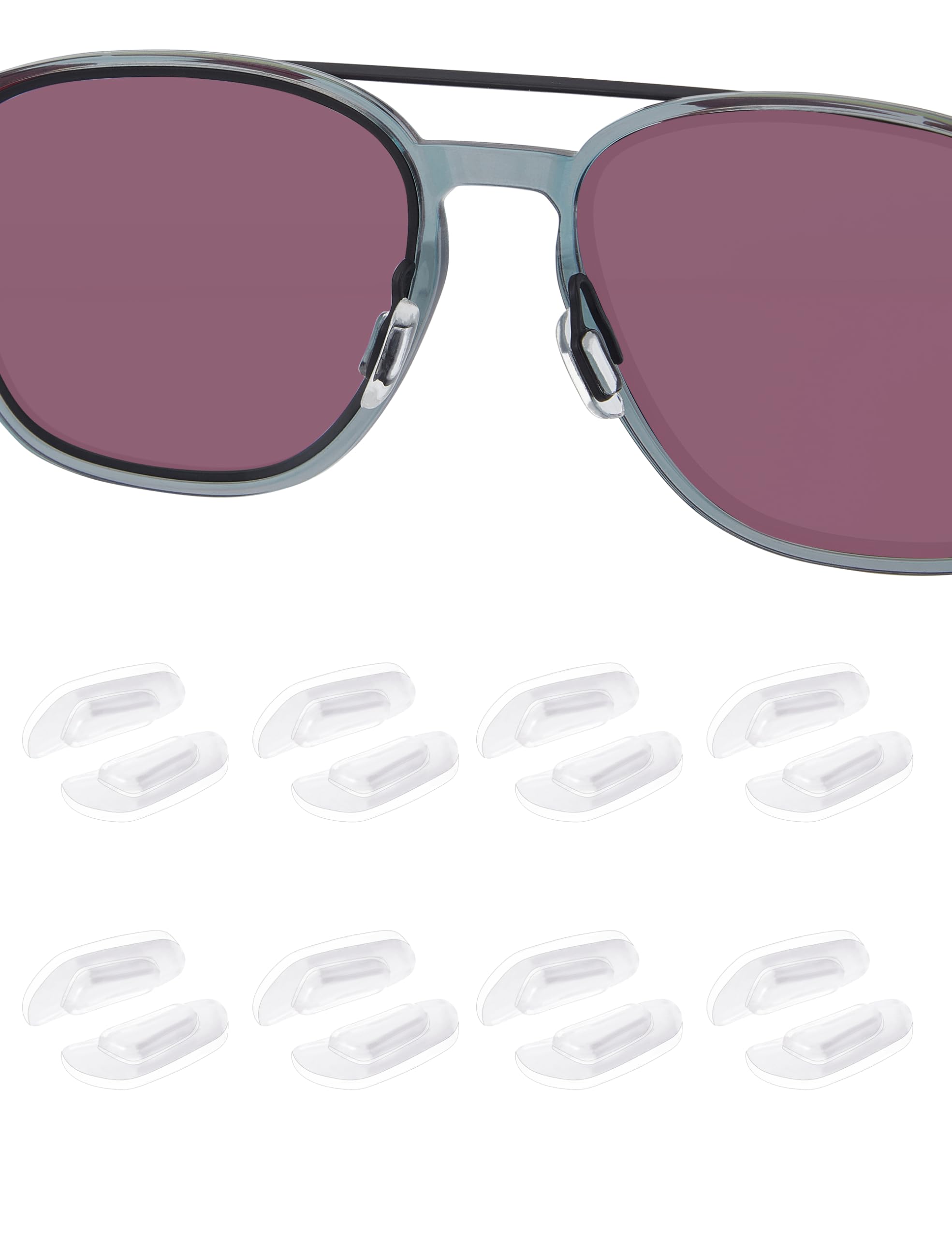 JAPower 8 Pairs Replacement Nose Pads for Costa Del Mar South Point/Flagler/Wingman/Fernandina/Peli; for Oakley Cartridge OX5137/Cathode OX3233/