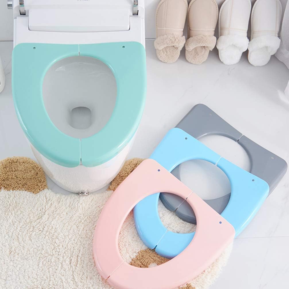 EXCEART 1pc Folding Potty Training Seat Cover Portable Plastic Toilet Cushion Pad for Home Travel Lightweight Compact Design for Fits Standard Toilets Green