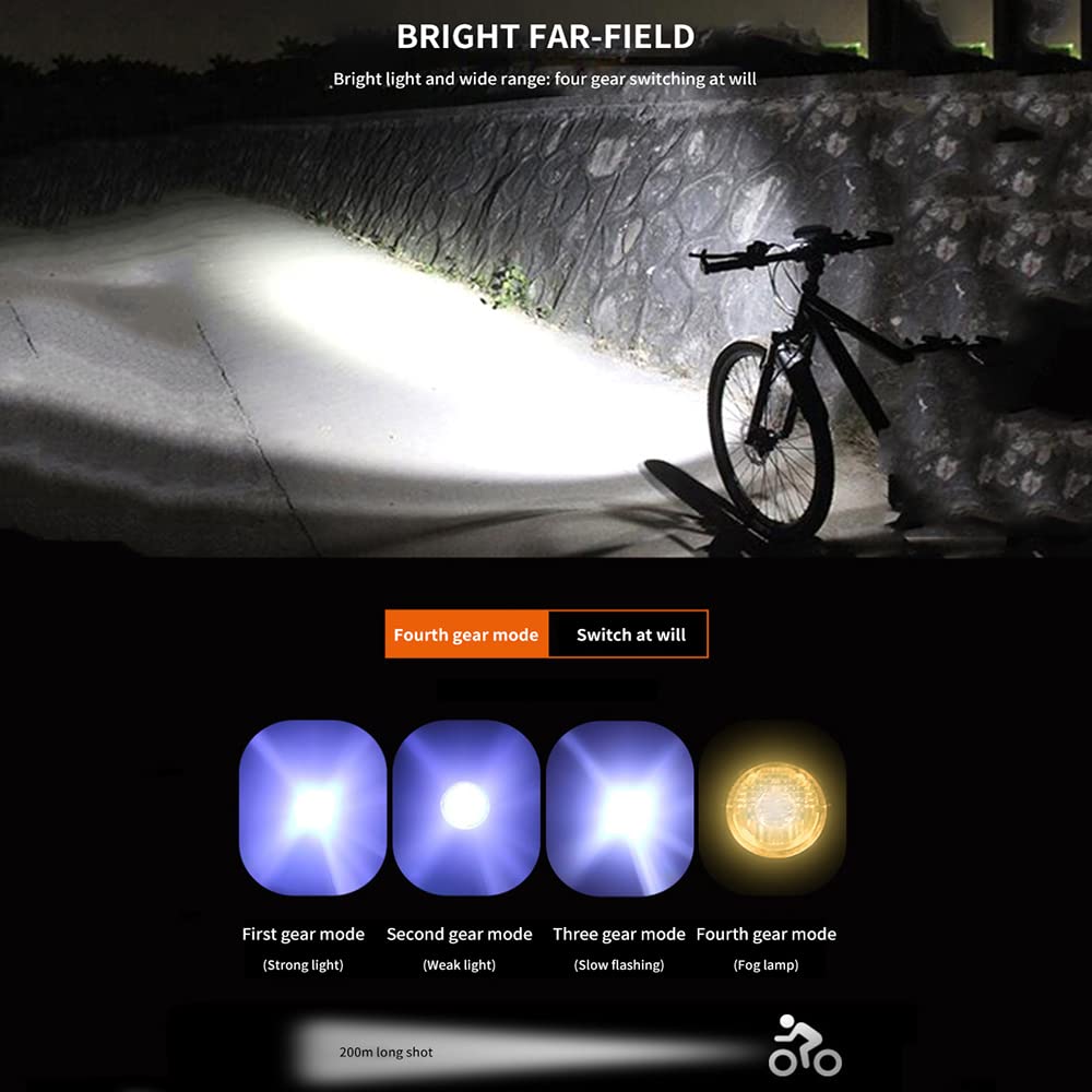 Luz Delantera para Bicicleta de 2500 mA con Carga USB, Resistente al Agua, para Bicicleta de montaña y para Paseos nocturnos. Accesorios para Bicicleta.
