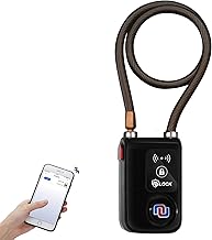 Nulock Keyless Bluetooth Bike/Motorcycle/Gate Lock IP44 Splash-Proof Cycling Lock with 110db Alarm, 0.38" Diameter 24-inch (2ft) Braided Steel Cable (2023 Version)