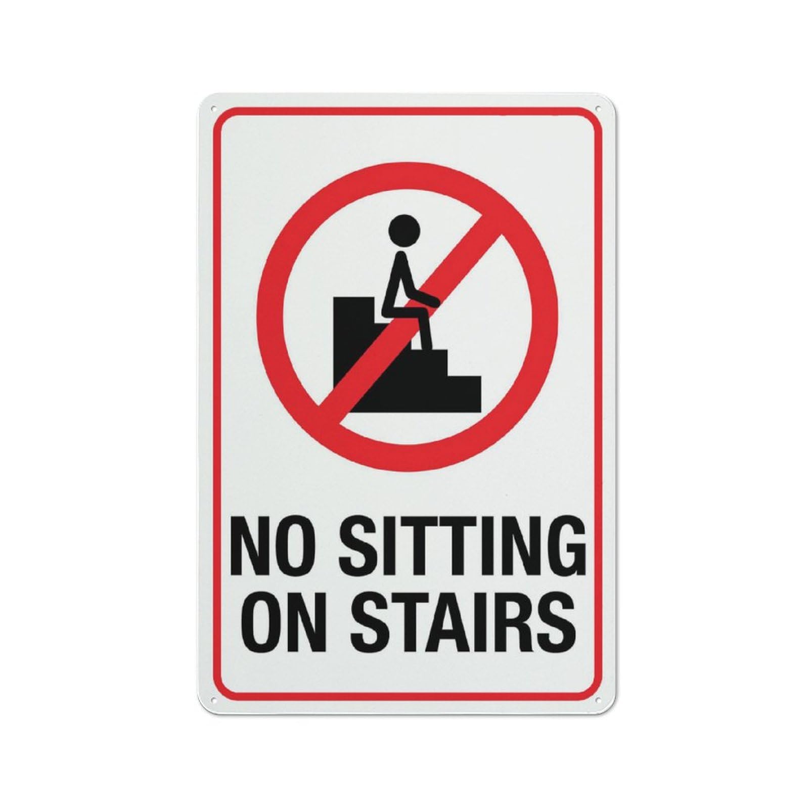 No Sitting On Stairs Sign Metal Signs 12X8 Inch Rust Free Aluminum,Uv Ink Printing,Durable/Weatherproof Outdoor For Home
