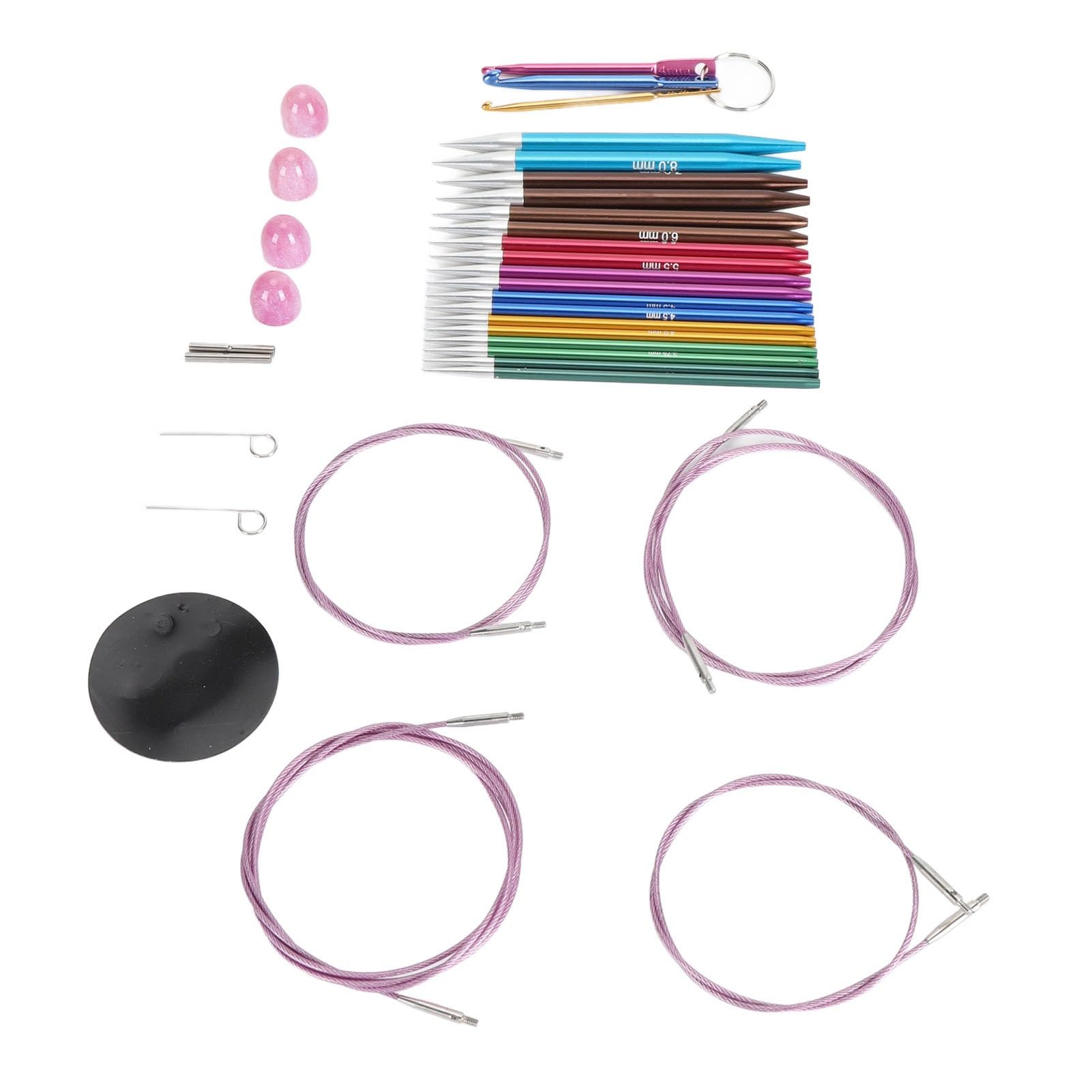 Interchangeable Circular Knitting Needle zestaw lekkich aluminiowych drutów do robienia na drutach, zestaw 3 5 do 8 mm z akcesoriami dla początkujących i profesjonalistów, rękodzieło, prezenty