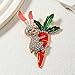 Dreuyet Rhinestone Rabbit Brooch Pin for Women Lady Crystal Bunny Animal Brooches Dainty Cute Rabbit Carrot Lapel Pins Easter Day Party Pin Fashion Gentleman Accessory Jewelry (Hugging Radish Rabbit)