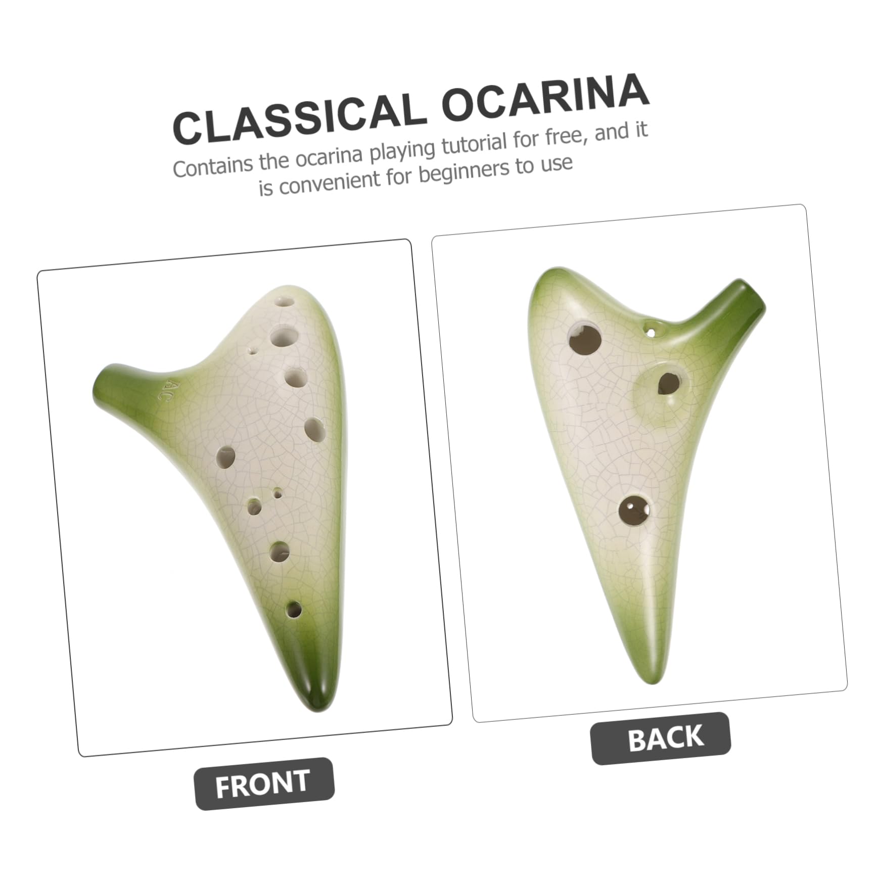 SUPVOX Beginner's Classical Ocarina 12 Hole Pottery Clay Flute Portable Ethnic Instrument for Musicians