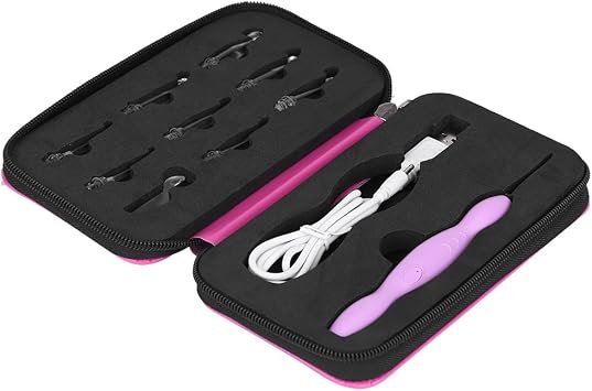 LED Crochet Hooks Set, 9 in 1 USB Rehargeable Light Up Crochet Hooks Needles Hand Weave Sewing Tools Set with Travel Zipper Case