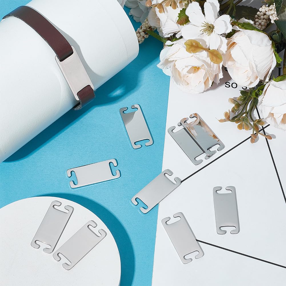 UNICRAFTALE 10Pcs Personalized Dog Collar Silent Engraved Slide On Pet ID Tag Adjustable Dog Collar Stainless Steel Stamping Blank Tag Rectangle Pet Collars Tags for Cats and Dogs 35mm - Image 4