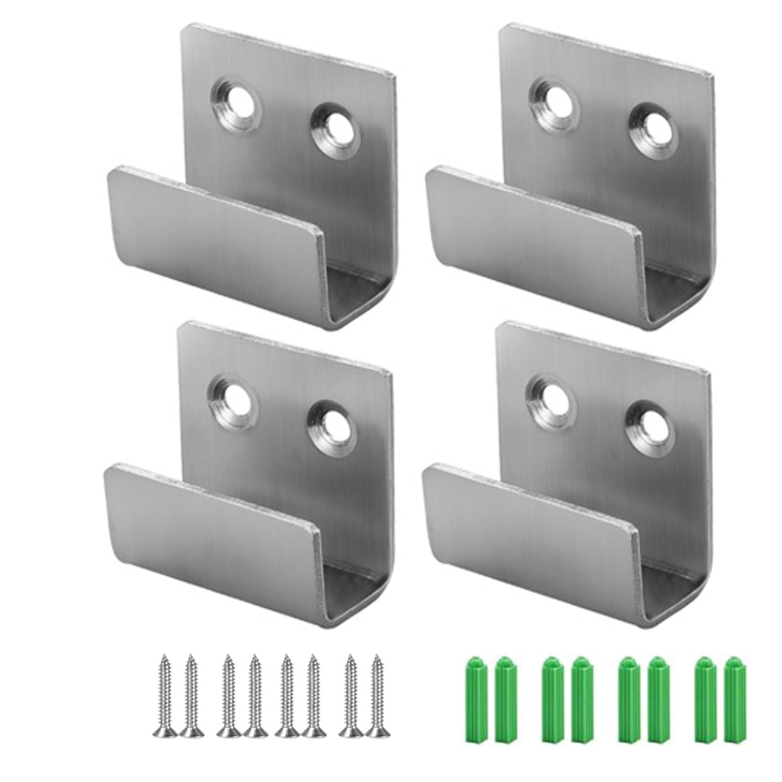 Picture Rail Hooks 15x10mm Stainless Steel Silver U Bracket Pack of 4