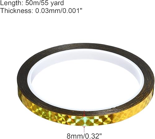 Miniatura 7 de PATIKIL Cinta prisma de 0.3 pulgadas x 55 yardas, adhesivo reflectante holográfico metalizado para detallar decoración de pared, arte, rosa