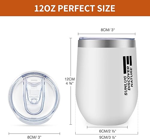 Miniatura 2 de SUNLUG Vasos de vino aislados de 12 onzas con tapas deslizantes, vaso de viaje al vacío de doble pared, taza de café de acero inoxidable, para