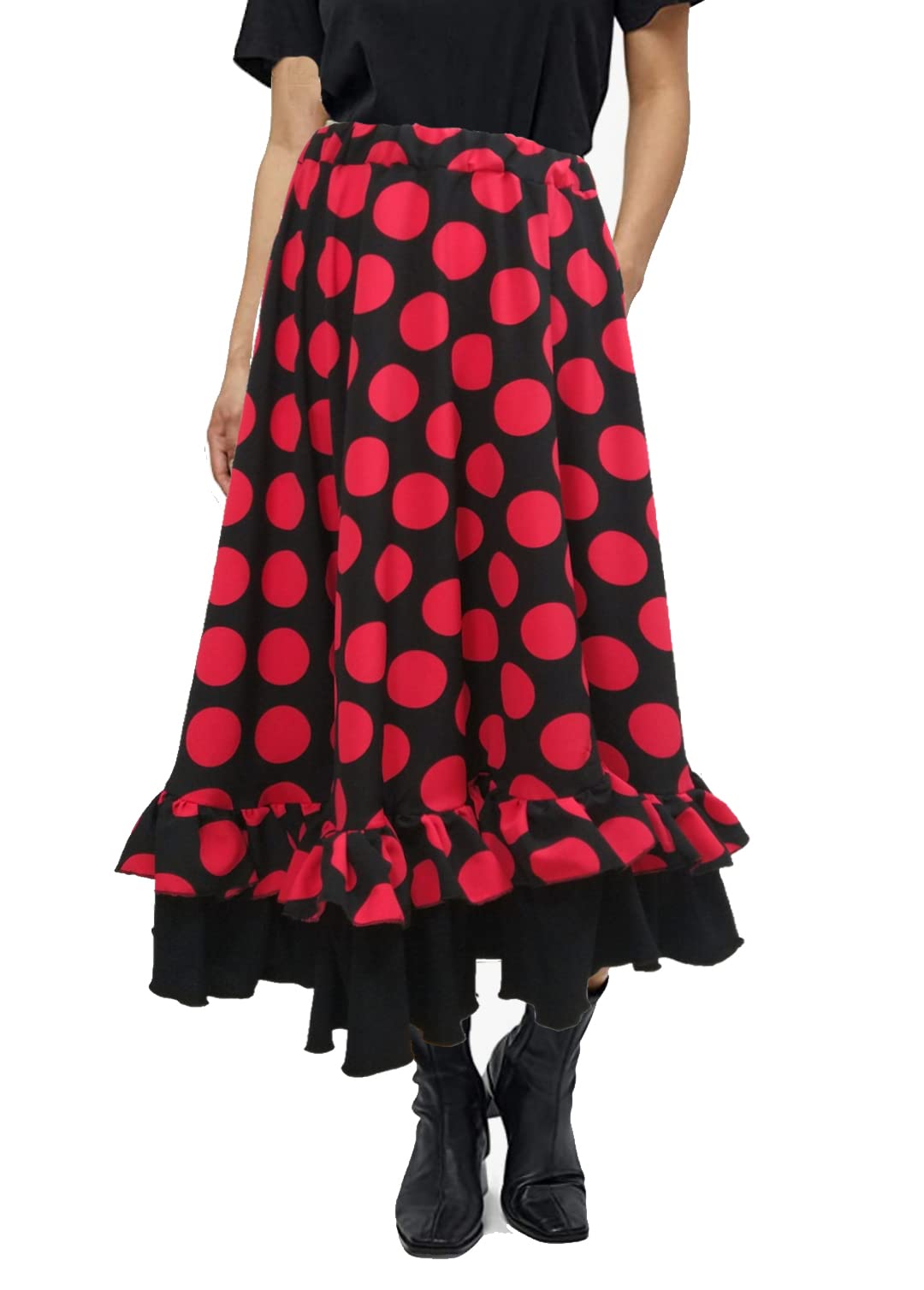 Gonna da flamenco da donna a pois o a fiori – Ideale per balli, fiere, pellegrinaggi e spettacoli. Abito tradizionale andaluso, di alta qualità e lungo.