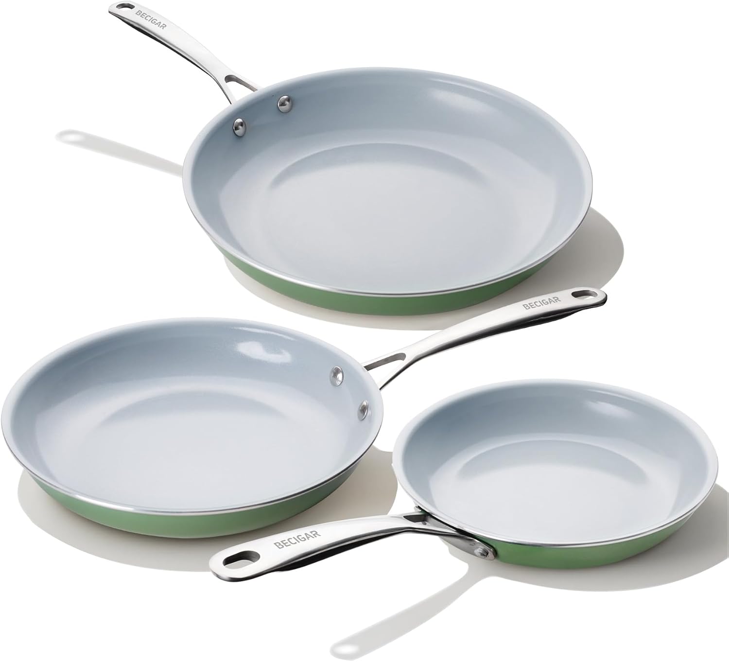 BECIGAR Ceramic Non-Stick Frying Pan Set with Steel Handle – Ideal for Young Chefs