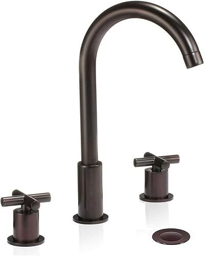 wovier cromoníquel cepillado bronce aceitado cascada baño llave del fregadero, dos mango de tres agujero Vessel baño llave, generalizada llave