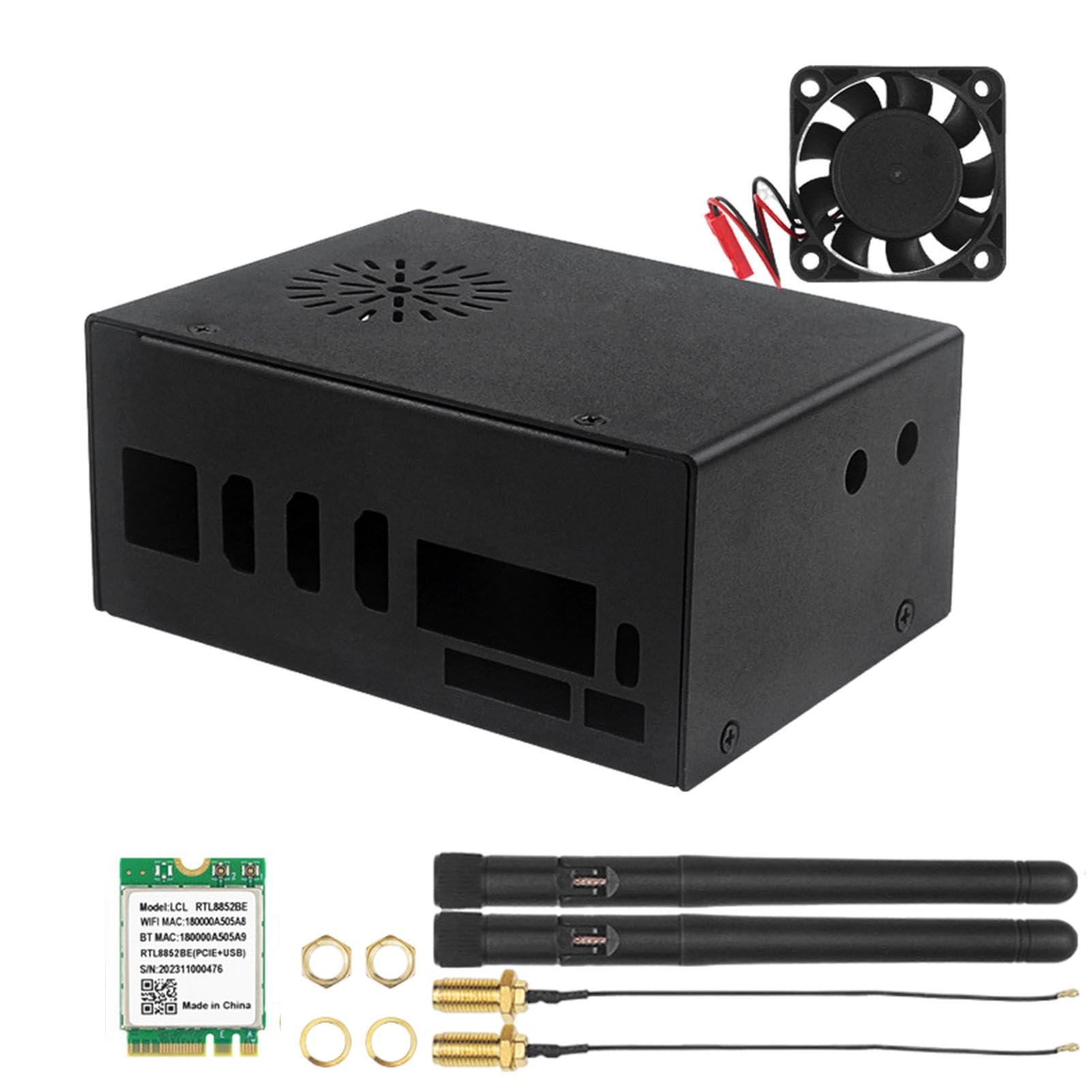 Metal Case Cooling, Fan Solid Metal, Case Enclosure Black, Aluminum Heatsinks Kit Case Fan And Heatsinks,Protective Black Aluminum Heatsinks Kit With Cooling System For Cooling