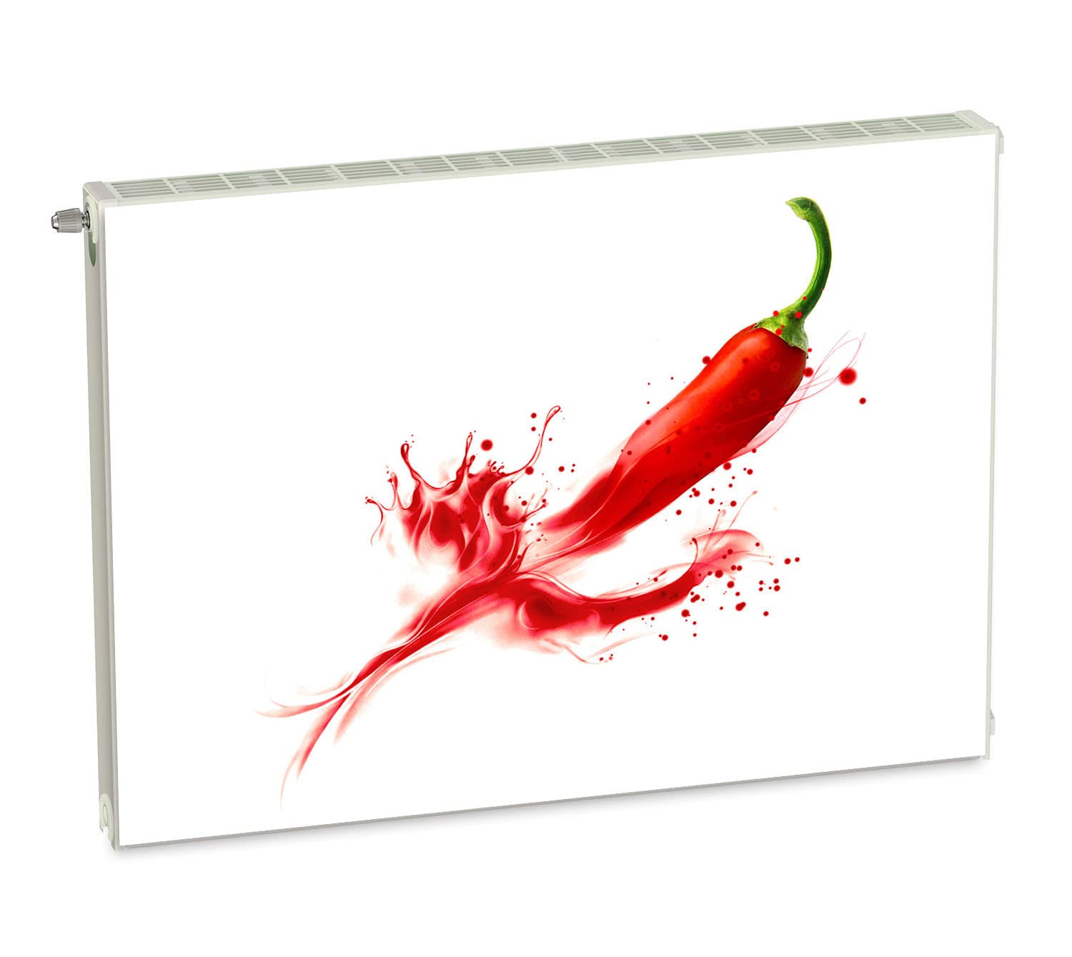 Magnet Heizkörperverkleidung Heizkörperabdeckung Rot Chili 80x60 cm Heizung Abdeckung Verkleidung Magnetische Abdeckmatte Kühlschrank aus Einem Flexiblen Magneten Digitaler Aufdruck