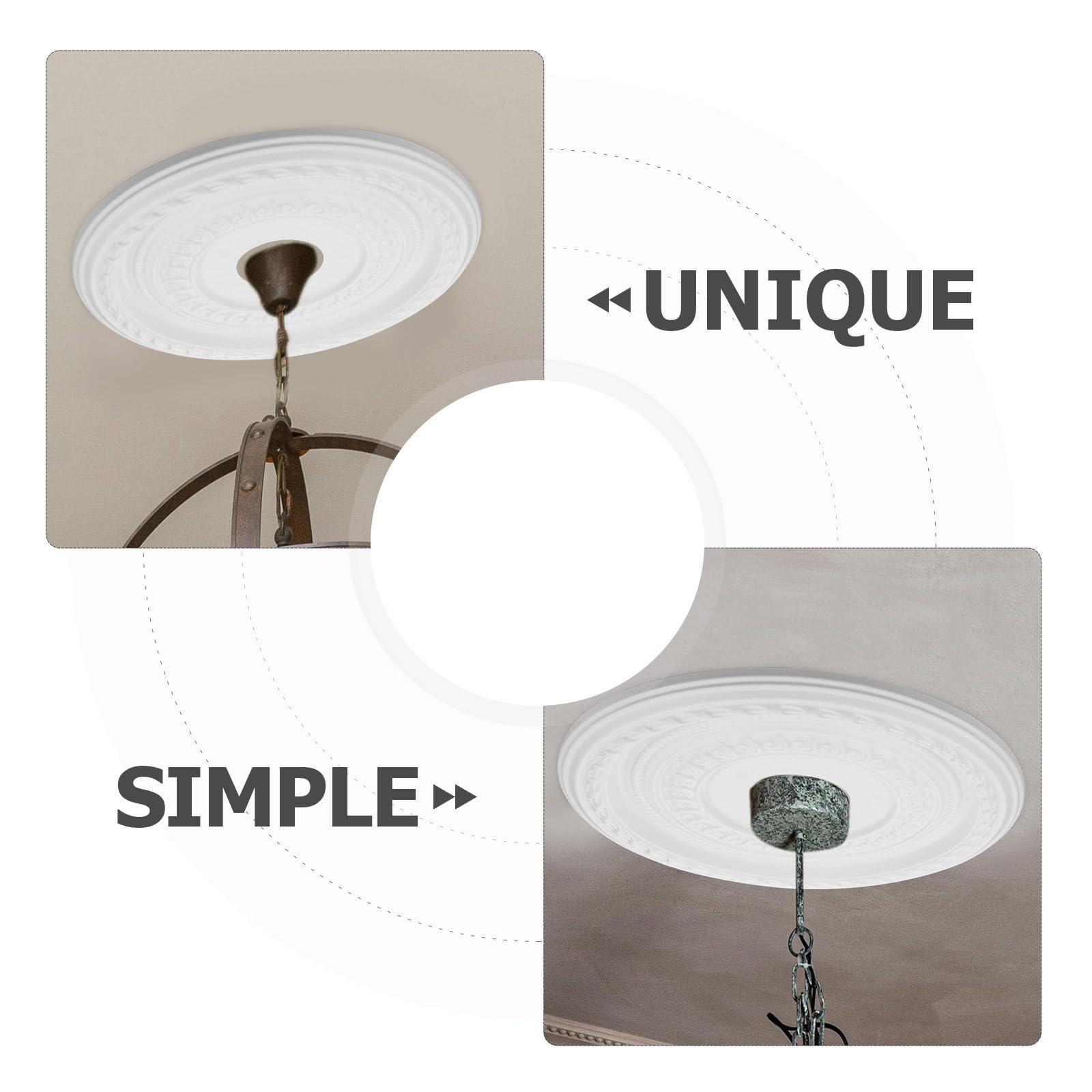 CALLARON Medallón de Techo Redondo de Pu Blanco 41 Cm para Luminaria Colgante, Accesorio de Iluminación Resistente y Compatible, Adecuado para Decoración de Hogar y Renovación de Lámparas