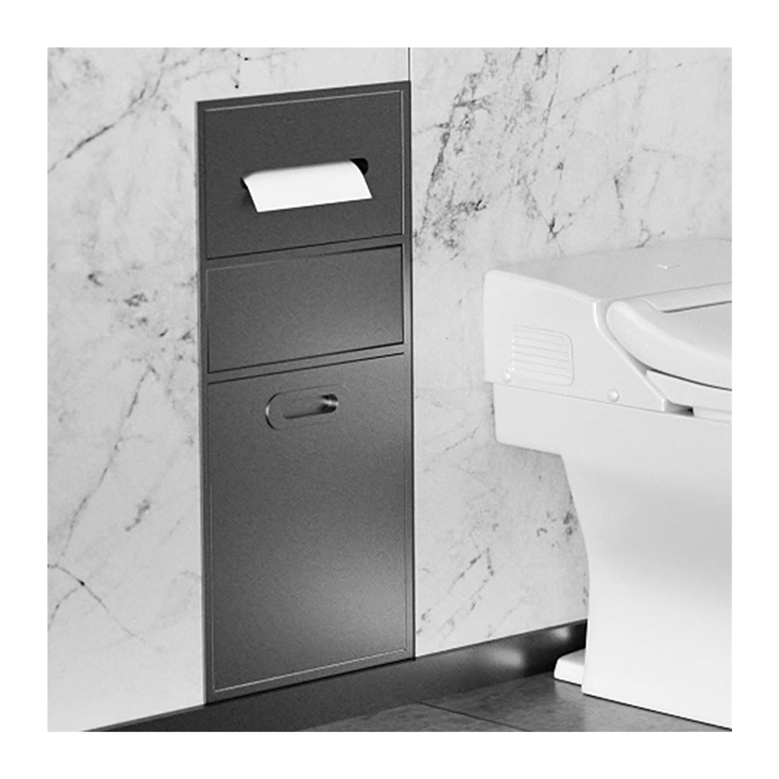 QUSYZD Stainless Steel Shower Niche - Waterproof Recessed Shower Shelf for Wet Room, Grey-Alcove Organizer for Toiletries, Shampoo, Toilet Paper & Trash Can,Grey-a-11.81x25.59x5.51in/30x65x14CM