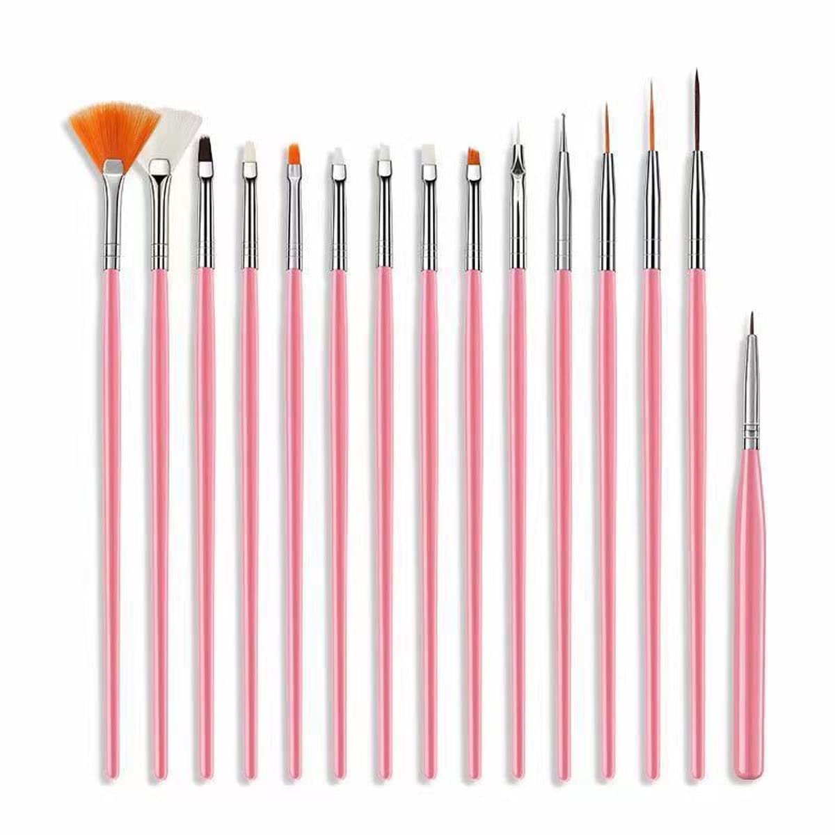 15pcs Unghie Designs Set di Pennello Incluso Punto Drill Drawing Pens Nail Painting Drawing Nail Brush Brush Pen Kit (Color : Pink)