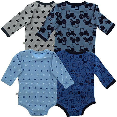 PIPPI Baby - Jungen Body LS AO-printed (4-pack) Formender Body, Blue, 86