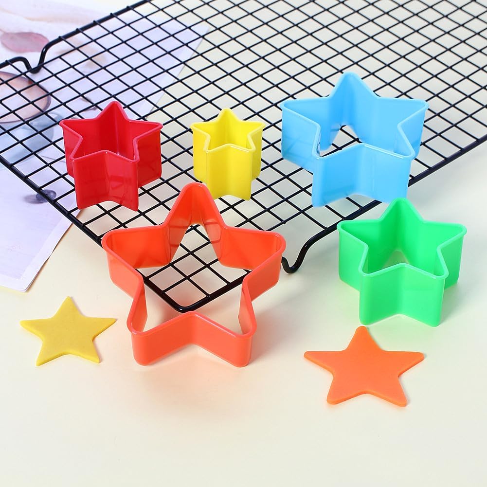 Cookie Cutter Set for Baking, 5PCS Sandwich Fondant Cake Fruit Vegetable Shapes Cutter Set (Star)